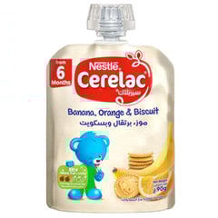 Cerelac Banana, Orange & Biscuit Baby Food 90g
مهروس سيريلاك موز، برتقال وبسكويت 90 جم