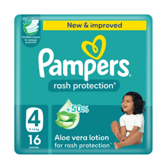Pampers (4) Large 9-14 Kg Carry Pack 16 Diapers
بامبرز لوشن الصبار (4) 9-14 كيلو عبوة صغيرة 16 حفاضة