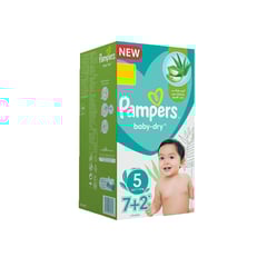 PAMPERS (5) baby dry 11-16 kg box (7+2) diapers

