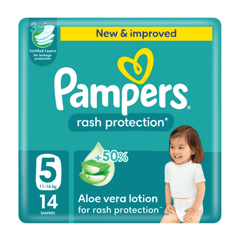 Pampers (5) Junior 11-16 Kg Carry Pack 14 Diapers
بامبرز لوشن الصبار (5) 11-16 كيلو عبوة صغيرة 14 حفاضة
