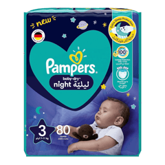 Pampers Baby-Dry Night (3) 7-11 Kg 80 Diapers
بامبرز بيبي دراي ليلية (3) 7-11 كيلو 80 حفاض