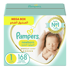 Pampers Premium Care (1) Newborn 2-5 Kg Mega Box 168 Diapers
بامبرز عناية مميزة المولود الجديد (1) 2–5 كيلو الصندوق الضخم 168 حفاضة