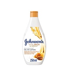 Johnson's Vita-Rich Body Oil-In-Lotion Rejuvenating Almond Oil And Shea Butter 250 ml
جونسون لوشن الجسم بالزيت فيتا ريتش بخلاصة زيت اللوز وزبدة الشيا 250 مل