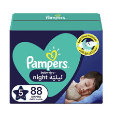 بامبرز بيبي-دراي ليليّة مقاس 5 12-17 كغ 88 حفاض
