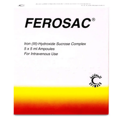 Ferosac 100 mg 5 Intravenous Ampoules 5 ml