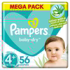 PAMPERS SIZE (4+) LARGE+ 9-16/10-15 KG Mega PACK 56 DIAPERS