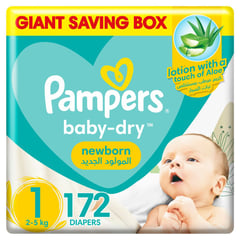 PAMPERS SIZE (1)NEWBORN Giant  BOX 172 DIAPERS