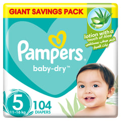 PAMPERS SIZE (5) JUNIOR  GAINT BOX 104  DIAPERS