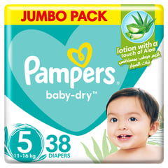 PAMPERS SIZE (5) JUNIOR 11-18/11-16 KG 38 DIAPERS