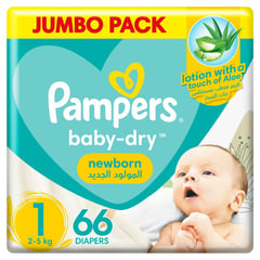 PAMPERS SIZE (1) NEW BORN 2-5 KG VALUE PACK 66 DIAPERS