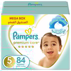 PAMPERS PREMIUM CARE SIZE (5) JUNIOR 11-16 KG MEGA BOX 84 DIAPERS