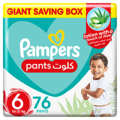 Pampers Baby Pants with Aloe Vera Lotion Size (6) 16-21 kg 76 Pants Giant box