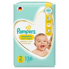 PAMPERS PREMIUM CARE SIZE (2) SMALL 3-8 KG 136 DIAPERS