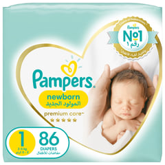 PAMPERS PREMIUM CARE SIZE (1) NEWBORN 2-5 KG 86 DIAPERS