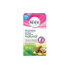 VEET NATURAL WAX STRIPS BIKINI &UNDERARM 16 STRIPS