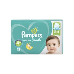 PAMPERS SIZE (4+) LARGE+ 10-15 KG CARRY PACK 15 DIAPERS
