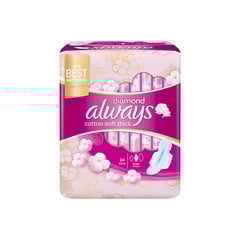 ALWAYS DIAMOND COTTON SOFT THICK LARGE WITH WINGS 24 PADS