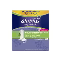 ALWAYS PANTYLINER MULTIFORM PROTECT NORMAL FRESH SCENT 60 PCS