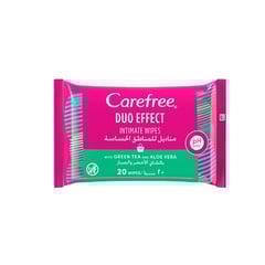 CAREFREE DUO EFFECT INTIMATE WIPES  GREEN TEA& ALOE VERA 20 PCS