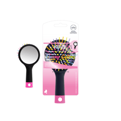 INTERVION - HAIR BRUSH WITH COLORFUL CURLY PINS AND MIROR SMALL