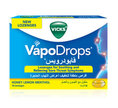 VICKS VAPO DROPS HONY LEMON MENTHOL 16 Lozenges