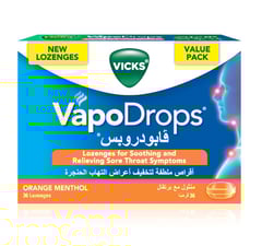 VICKS VAPO DROPS ORANGE MENTHOL 36 lozenges