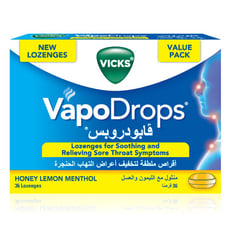 VICKS VAPO DROPS HONY LEMON MENTHOL 36 Lozenges