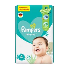 PAMPERS SIZE (4) LARGE 7-14/9-14 KG MEGA PACK 76 DIAPERS