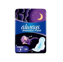 Always Clean & Dry Maxi Thick, Night sanitary pads with wings, 24 Count