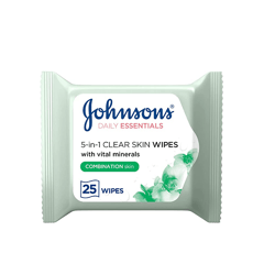 Johnson's Cleansing Face Wipes 5-in-1 Clear Skin, Combination Skin 25 wipes