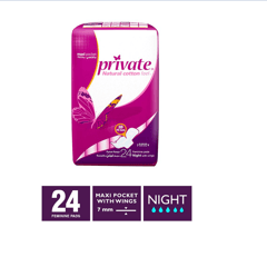 Private Feminine Pads Night Maxi Pocket 24Pcs