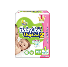 Baby joy Size 1 Newborn, 0-4 Kg Giant Pack 108 Diapers