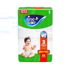 Fine Baby Diapers Size 3 Medium 4&ndash;9kg pack of 68 diapers