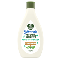 Johnson Naturally Sensitive Head to Toe Wash Organic Aloe Vera 395 ml